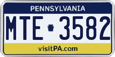 PA license plate MTE3582
