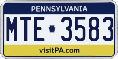PA license plate MTE3583