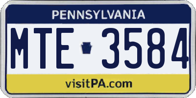PA license plate MTE3584