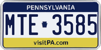 PA license plate MTE3585