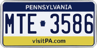PA license plate MTE3586