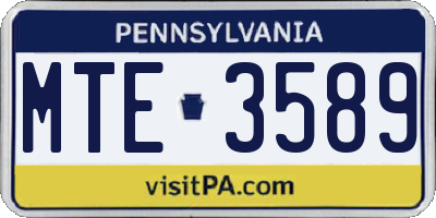 PA license plate MTE3589