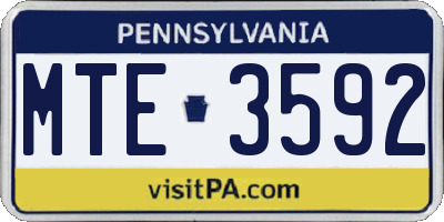 PA license plate MTE3592