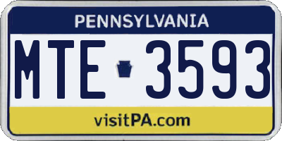 PA license plate MTE3593