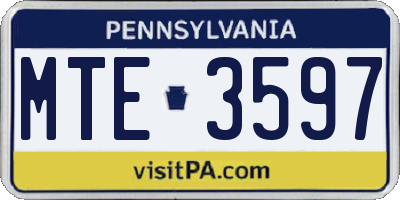 PA license plate MTE3597