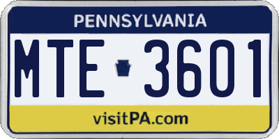 PA license plate MTE3601