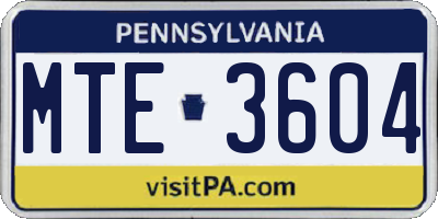 PA license plate MTE3604