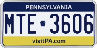 PA license plate MTE3606
