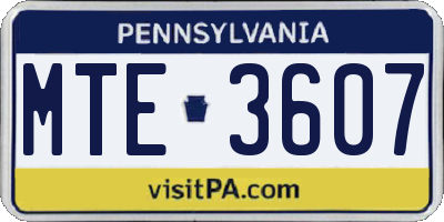 PA license plate MTE3607