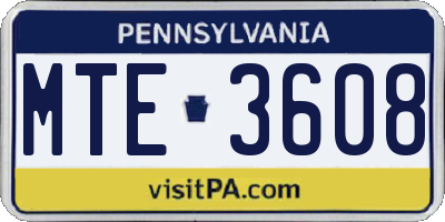 PA license plate MTE3608