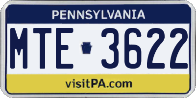 PA license plate MTE3622