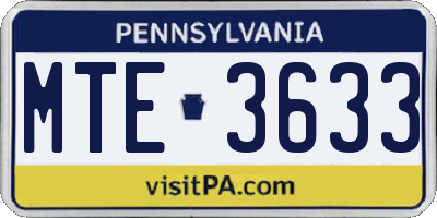 PA license plate MTE3633