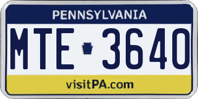PA license plate MTE3640