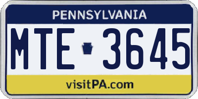 PA license plate MTE3645