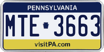 PA license plate MTE3663