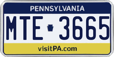 PA license plate MTE3665