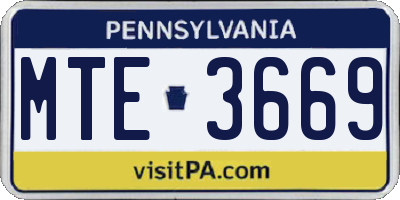 PA license plate MTE3669