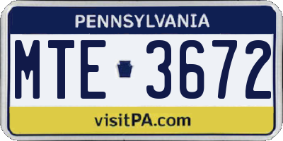 PA license plate MTE3672