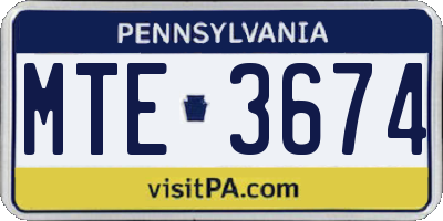 PA license plate MTE3674