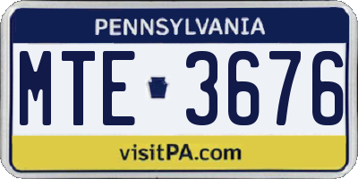 PA license plate MTE3676