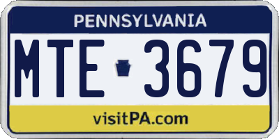 PA license plate MTE3679