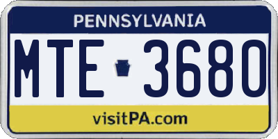 PA license plate MTE3680