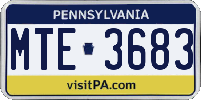 PA license plate MTE3683