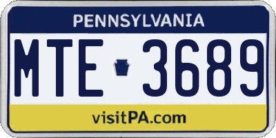 PA license plate MTE3689