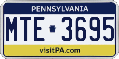 PA license plate MTE3695