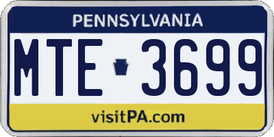 PA license plate MTE3699