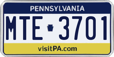 PA license plate MTE3701
