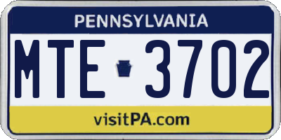 PA license plate MTE3702