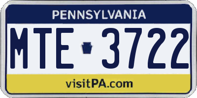 PA license plate MTE3722
