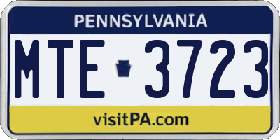 PA license plate MTE3723