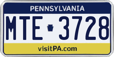 PA license plate MTE3728
