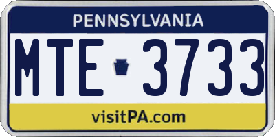 PA license plate MTE3733