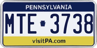PA license plate MTE3738