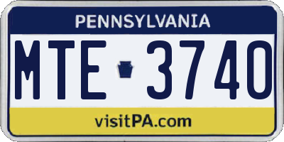 PA license plate MTE3740