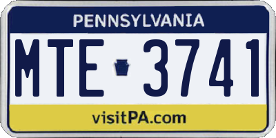 PA license plate MTE3741
