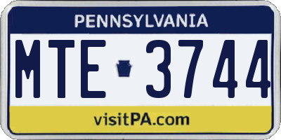 PA license plate MTE3744