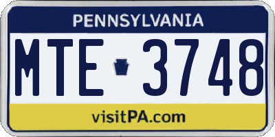 PA license plate MTE3748