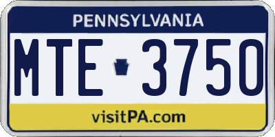 PA license plate MTE3750
