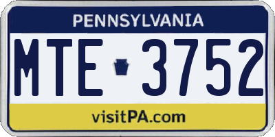 PA license plate MTE3752