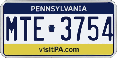 PA license plate MTE3754