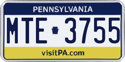PA license plate MTE3755
