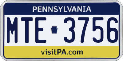 PA license plate MTE3756