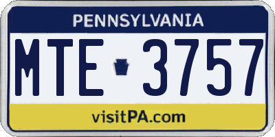 PA license plate MTE3757