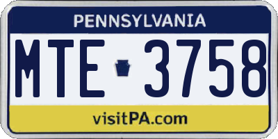PA license plate MTE3758