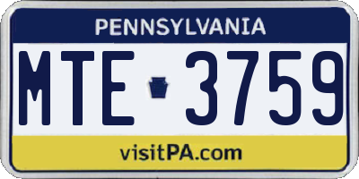 PA license plate MTE3759