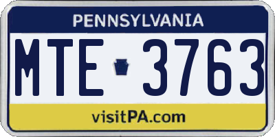 PA license plate MTE3763